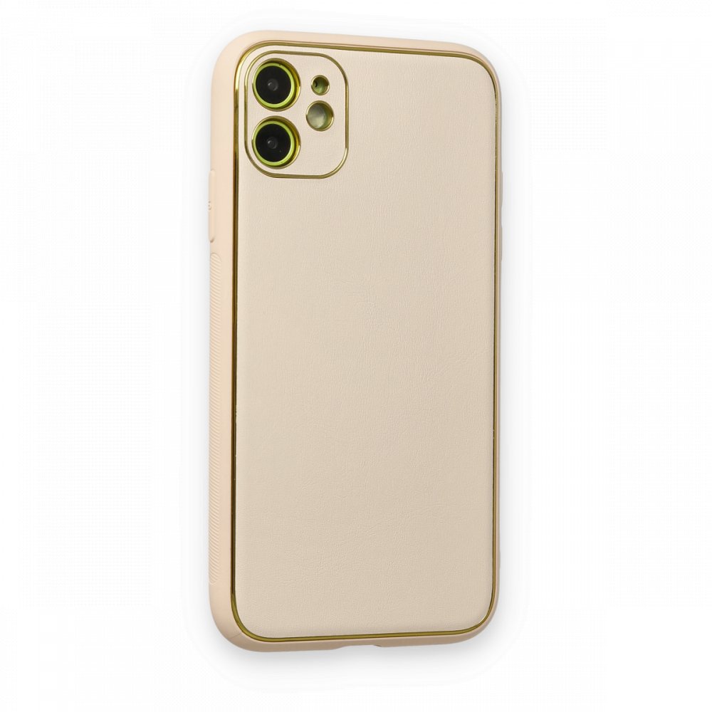  iPhone 12 Kılıf Coco Deri Silikon Kapak - Gold