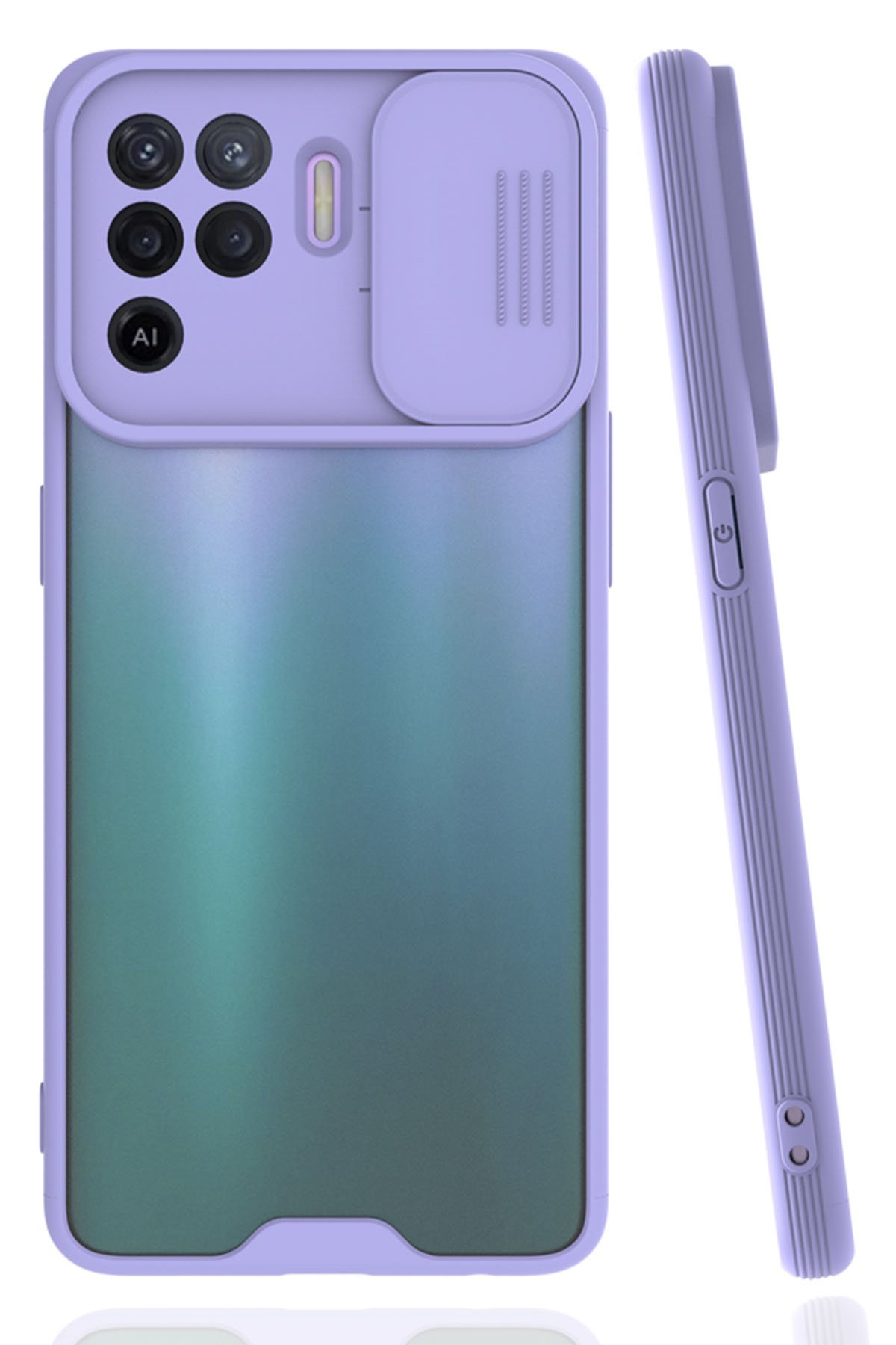  Oppo Reno 5 Lite Kılıf Platin Kamera Koruma Silikon - Lila