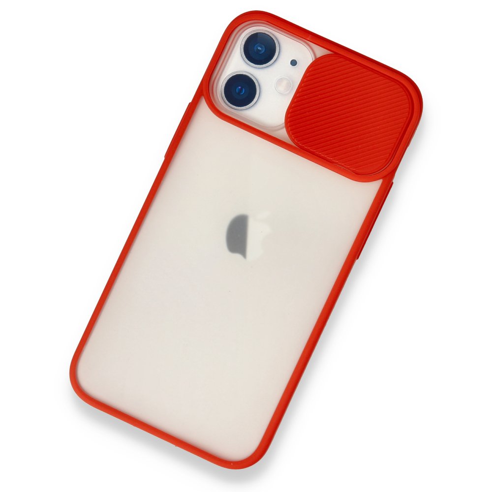 iPhone 11 Kılıf Palm Buzlu Kamera Sürgülü Silikon - Kırmızı iPhone 11 Kılıf Palm Buzlu Kamera Sürgülü Silikon - Kırmızı