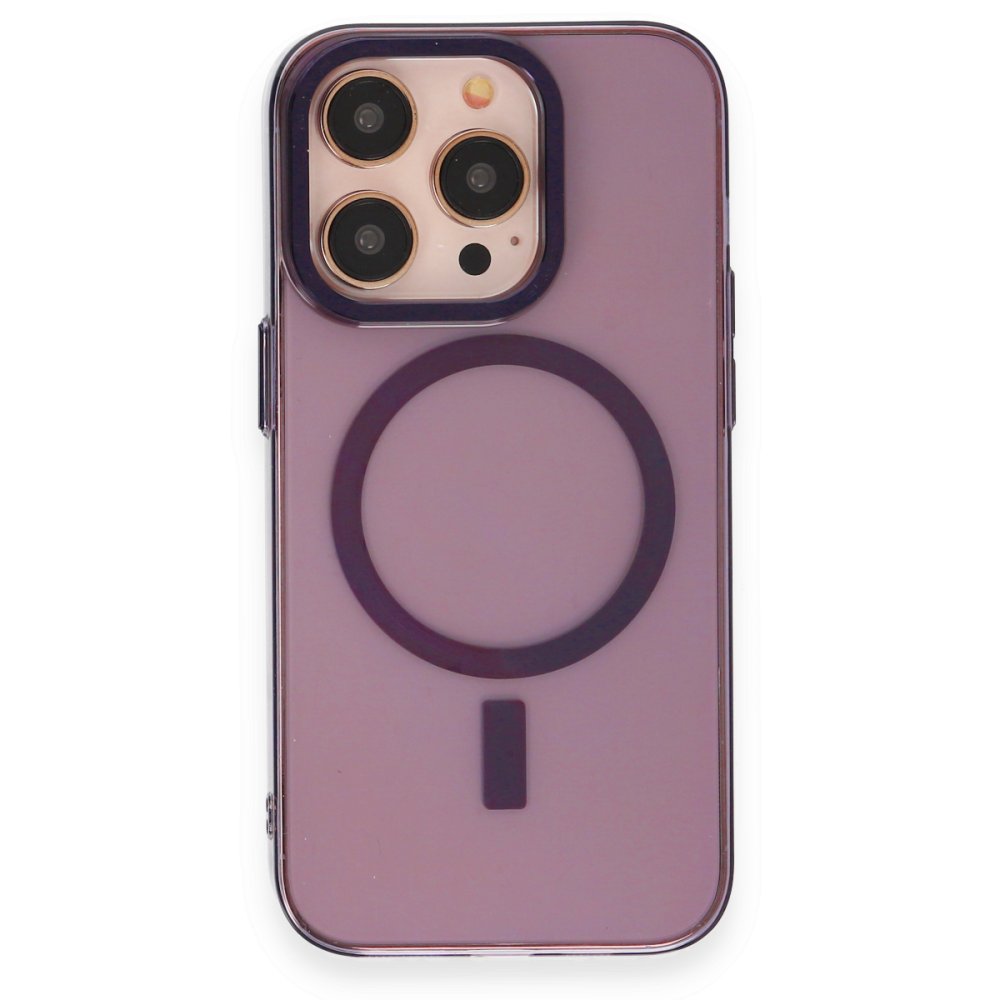  iPhone 14 Pro Kılıf Anka PC Magneticsafe Sert Metal Kapak - Mor