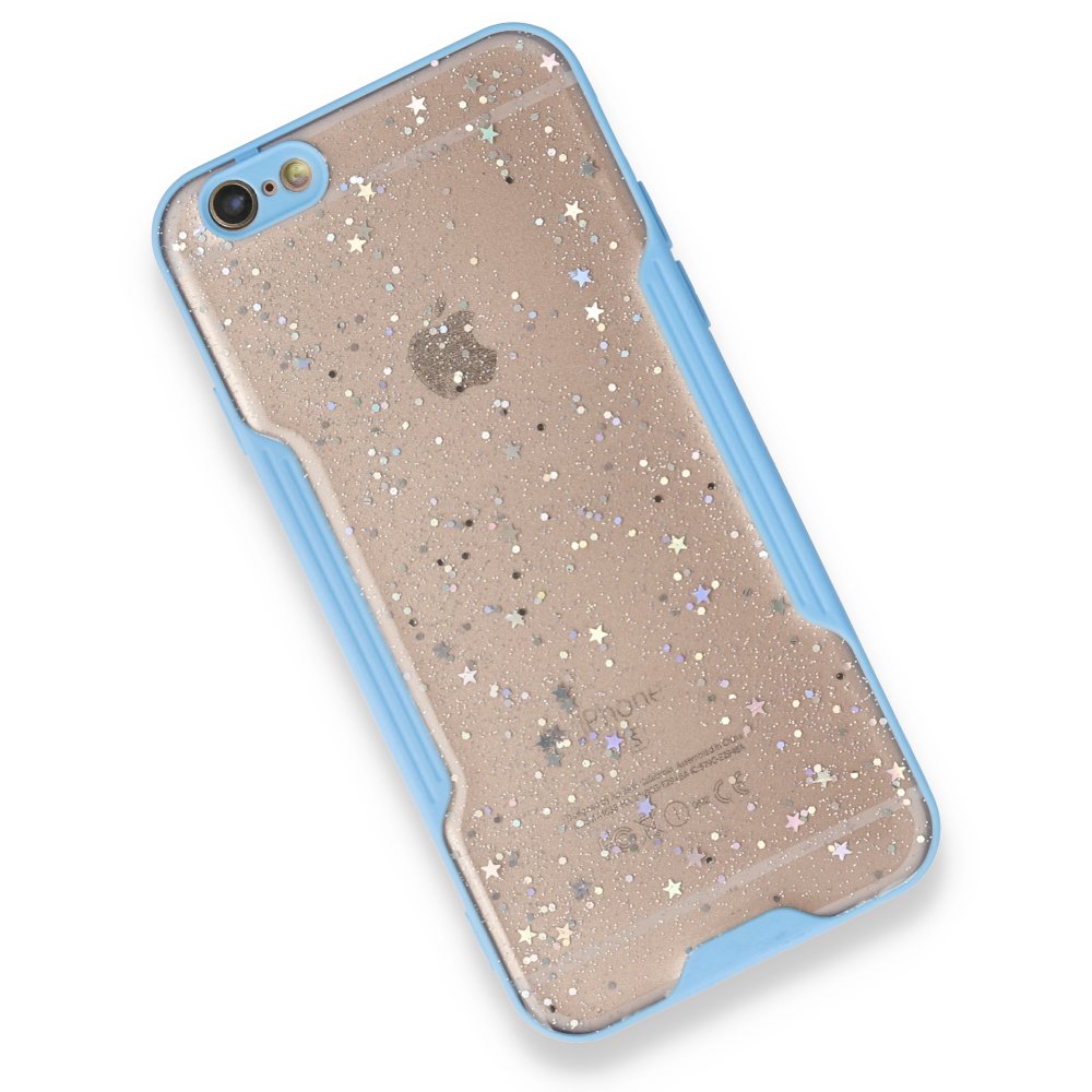 iPhone 6 Kılıf Platin Simli Silikon - Mavi  iPhone 6 Kılıf Platin Simli Silikon - Mavi