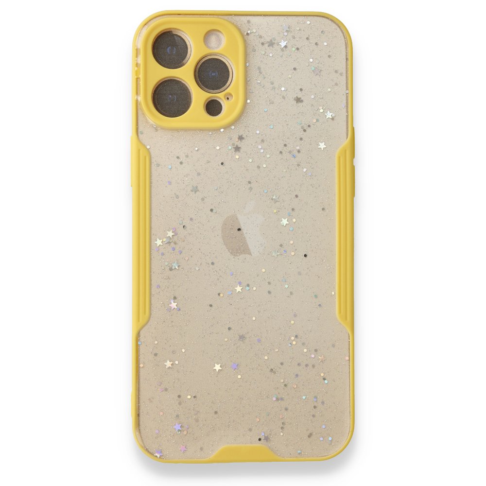  iPhone 12 Pro Max Kılıf Platin Simli Silikon - Sarı