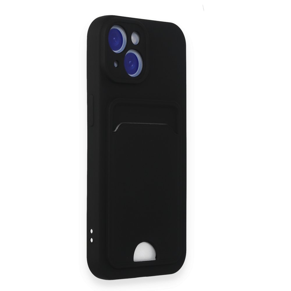  iPhone 14 Kılıf Kelvin Kartvizitli Silikon - Siyah
