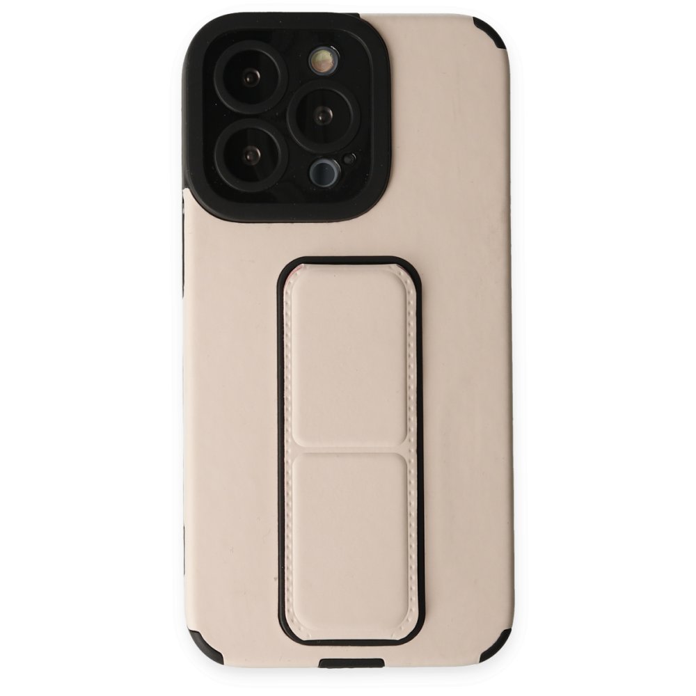  iPhone 13 Pro Kılıf Mega Standlı Silikon - Gold
