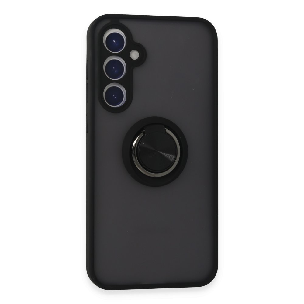  Samsung Galaxy S23 FE Kılıf Montreal Yüzüklü Silikon Kapak - Siyah