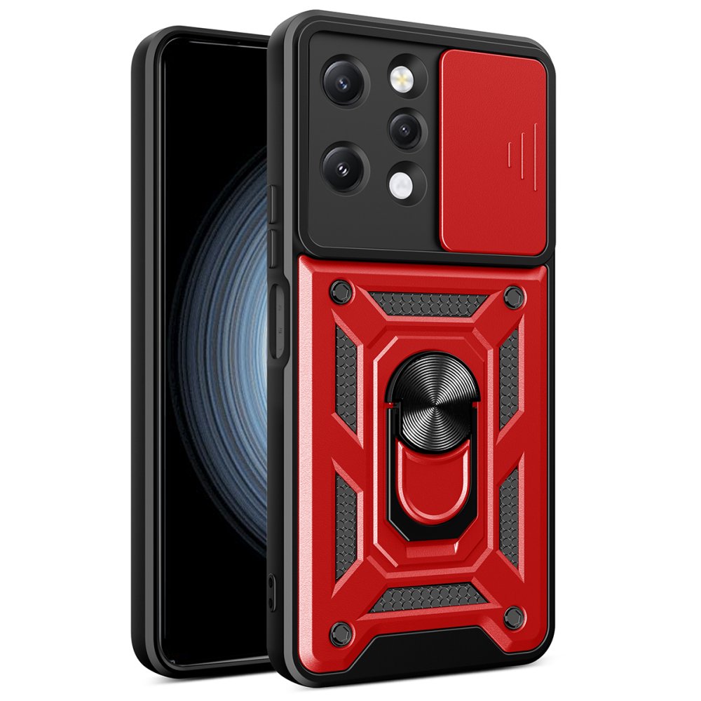 Redmi 12 Kılıf Pars Lens Yüzüklü Silikon - Kırmızı Redmi 12 Kılıf Pars Lens Yüzüklü Silikon - Kırmızı