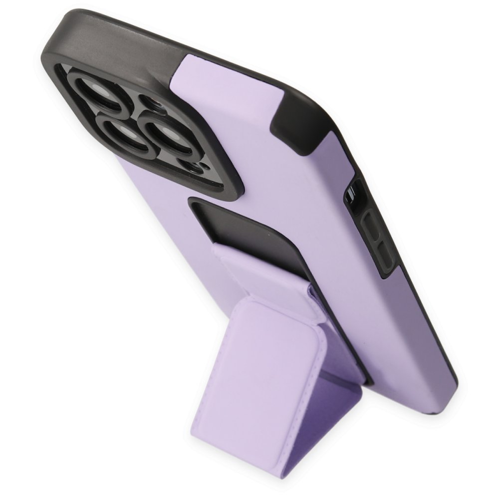 iPhone 14 Pro Max Kılıf Mega Standlı Silikon - Lila  iPhone 14 Pro Max Kılıf Mega Standlı Silikon - Lila