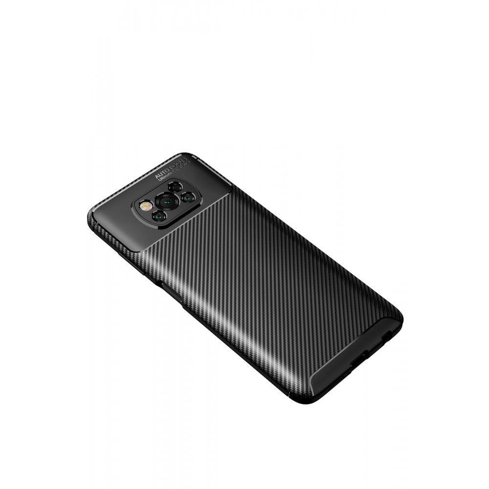 Xiaomi Pocophone X3 Pro Kılıf Auto Focus Karbon Kapak - Siyah Xiaomi Pocophone X3 Pro Kılıf Auto Focus Karbon Kapak - Siyah