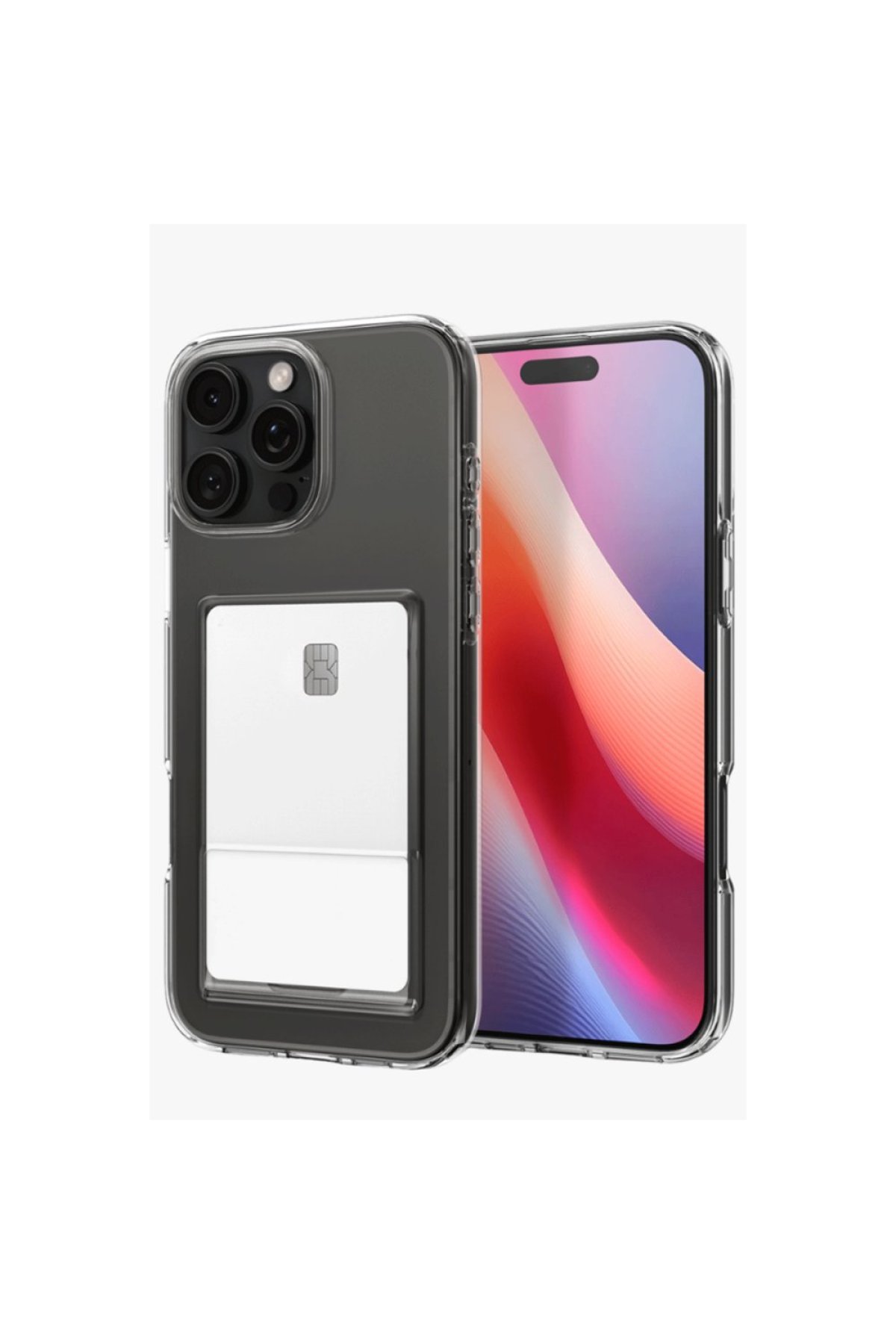  iPhone 16 Pro Kılıf Kart Şeffaf Silikon - Şeffaf
