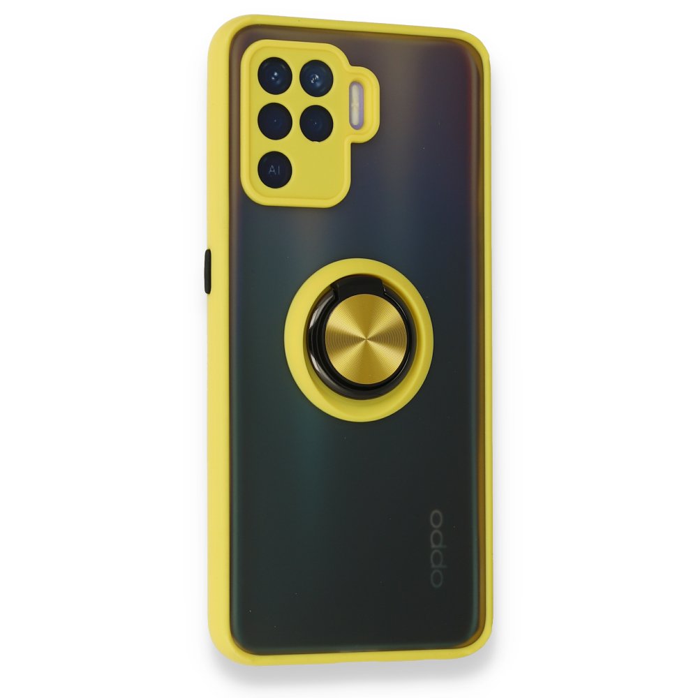  Oppo Reno 5 Lite Kılıf Montreal Yüzüklü Silikon Kapak - Sarı