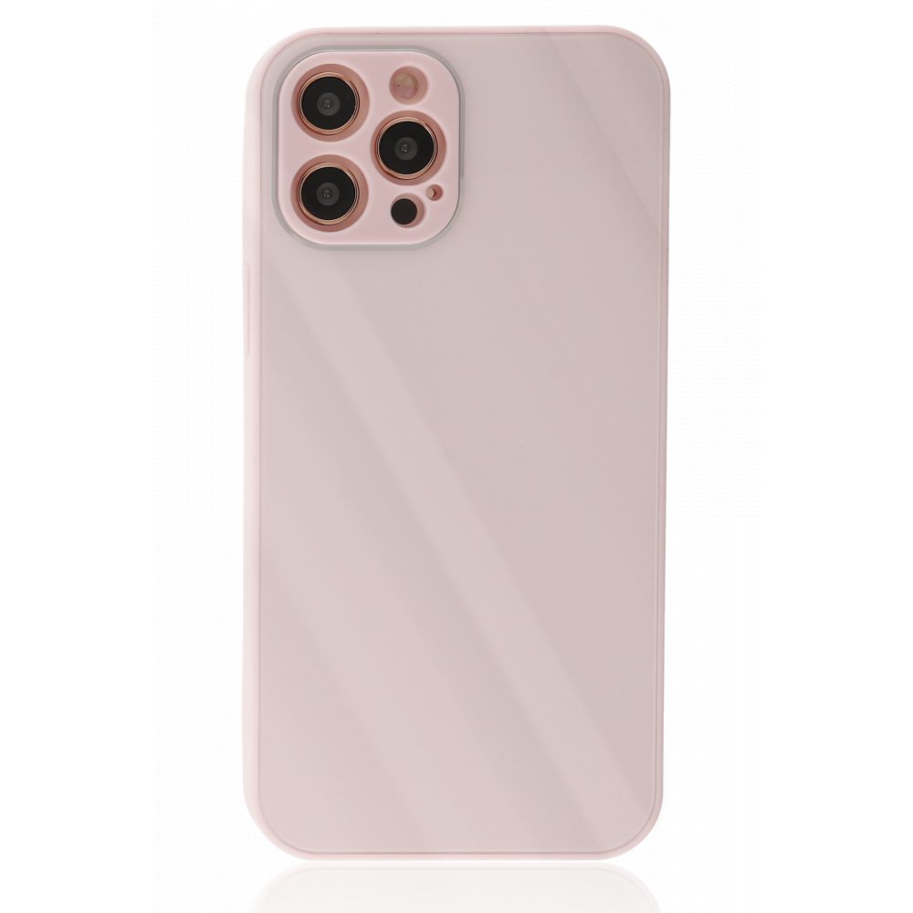  iPhone 12 Pro Max Kılıf Glass Kapak - Pembe