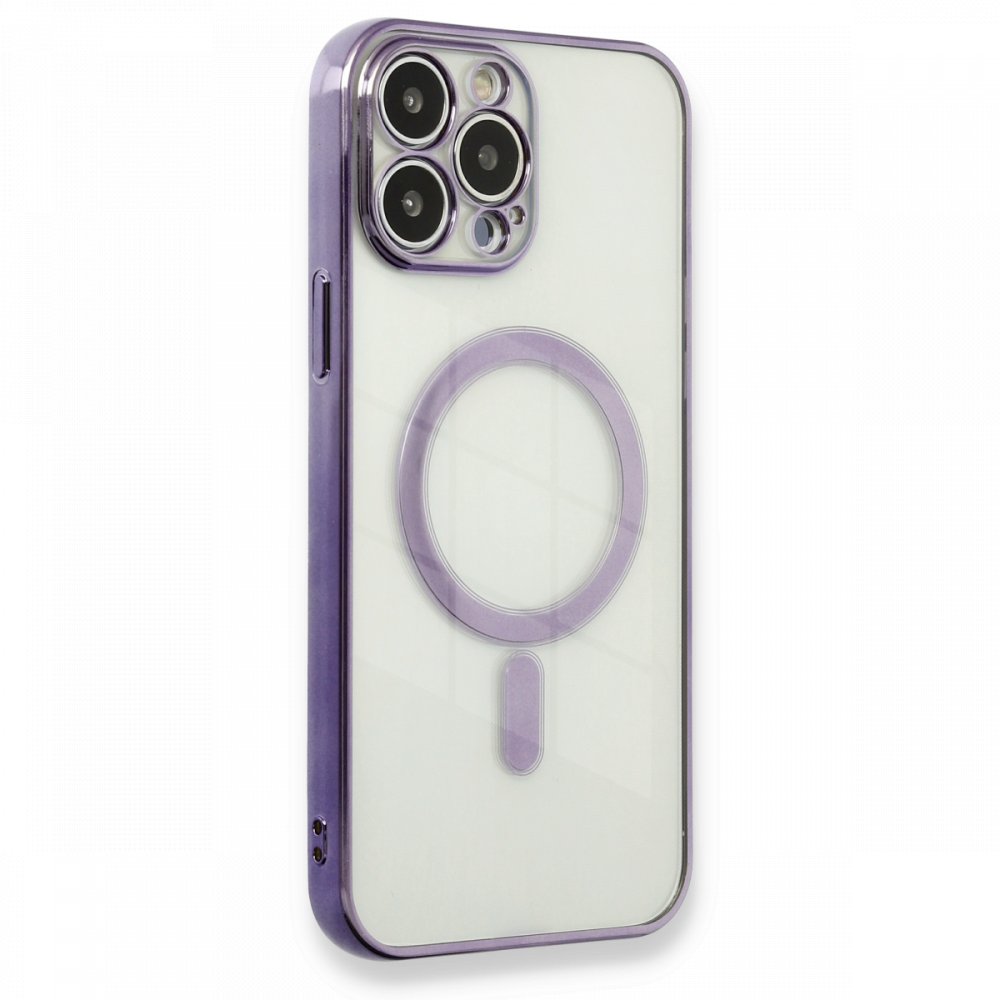  iPhone 13 Pro Kılıf Magneticsafe Lazer Silikon - Mor
