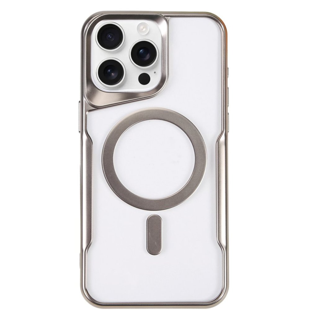  iPhone 15 Pro Kılıf Boyi Magsafe Silikon Kapak - Gümüş