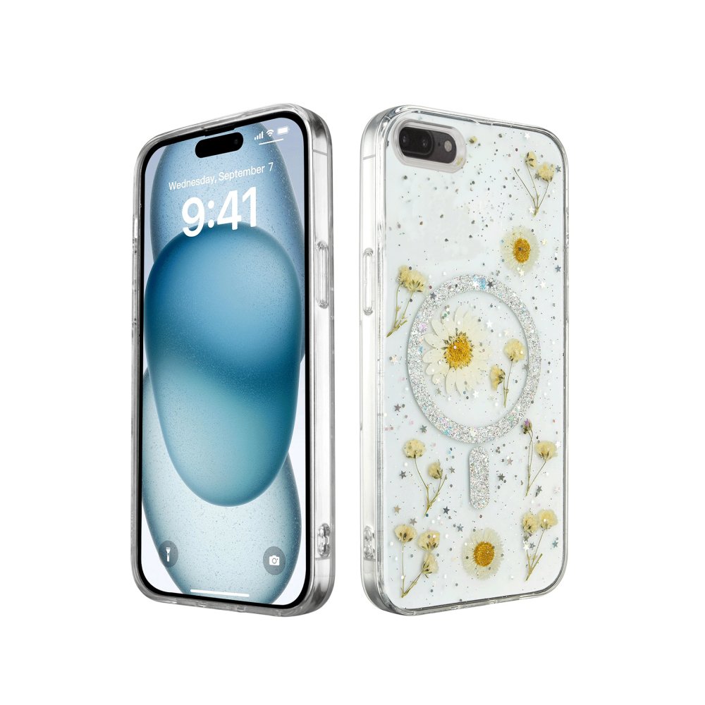  iPhone 8 Plus Kılıf Daisy Simli Magsafe Kapak - Gümüş