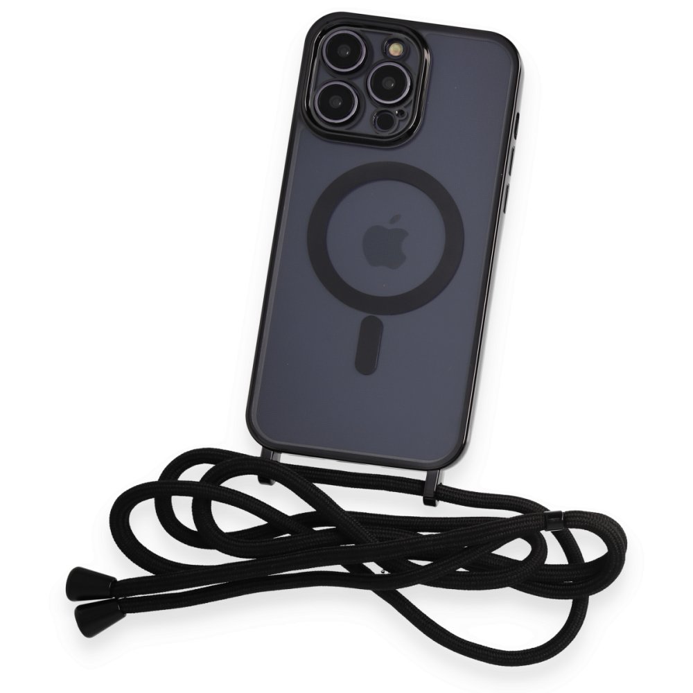 iPhone 13 Pro Kılıf Divo Lazer Askılı Magsafe Kapak - Siyah iPhone 13 Pro Kılıf Divo Lazer Askılı Magsafe Kapak - Siyah