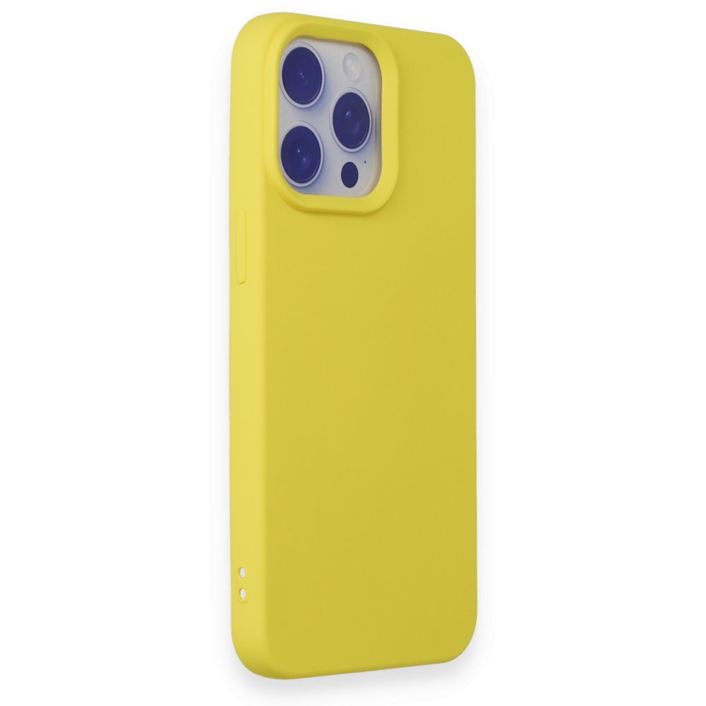 iPhone 15 Pro Max Kılıf Nano içi Kadife Silikon - Sarı iPhone 15 Pro Max Kılıf Nano içi Kadife Silikon - Sarı