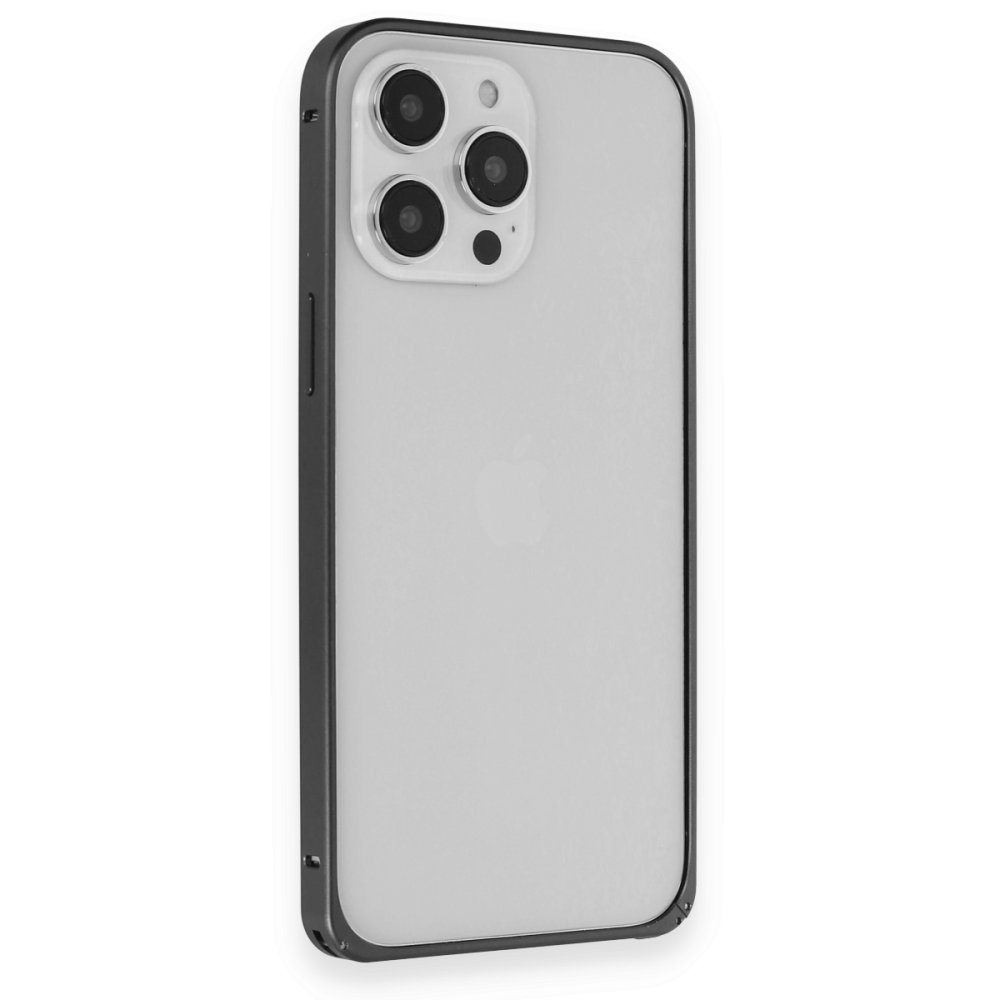 Joko iPhone 15 Pro Max Kılıf Metal Bumper Magneticsafe Kapak - Siyah