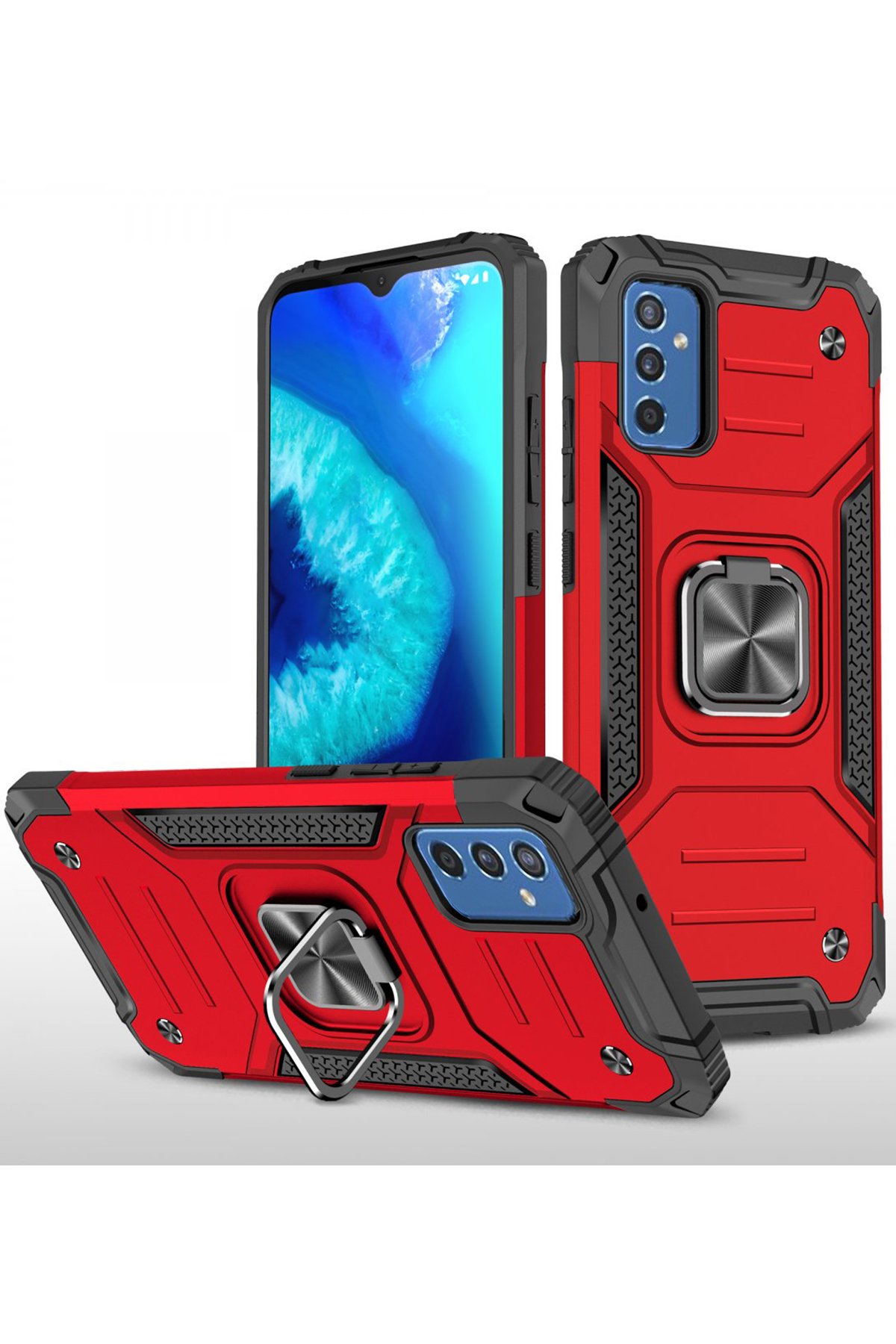  Samsung Galaxy M52 5G Kılıf Zegna Yüzüklü Silikon Kapak - Kırmızı