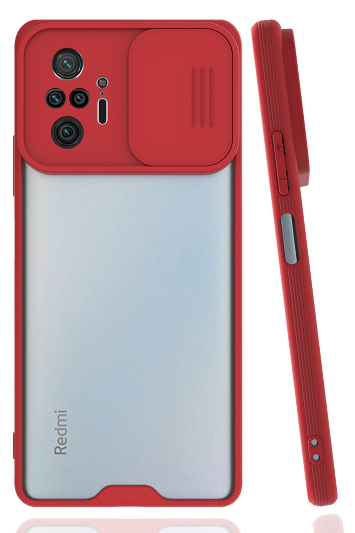 Redmi Note 10 Pro Kılıf Platin Kamera Koruma Silikon - Kırmızı