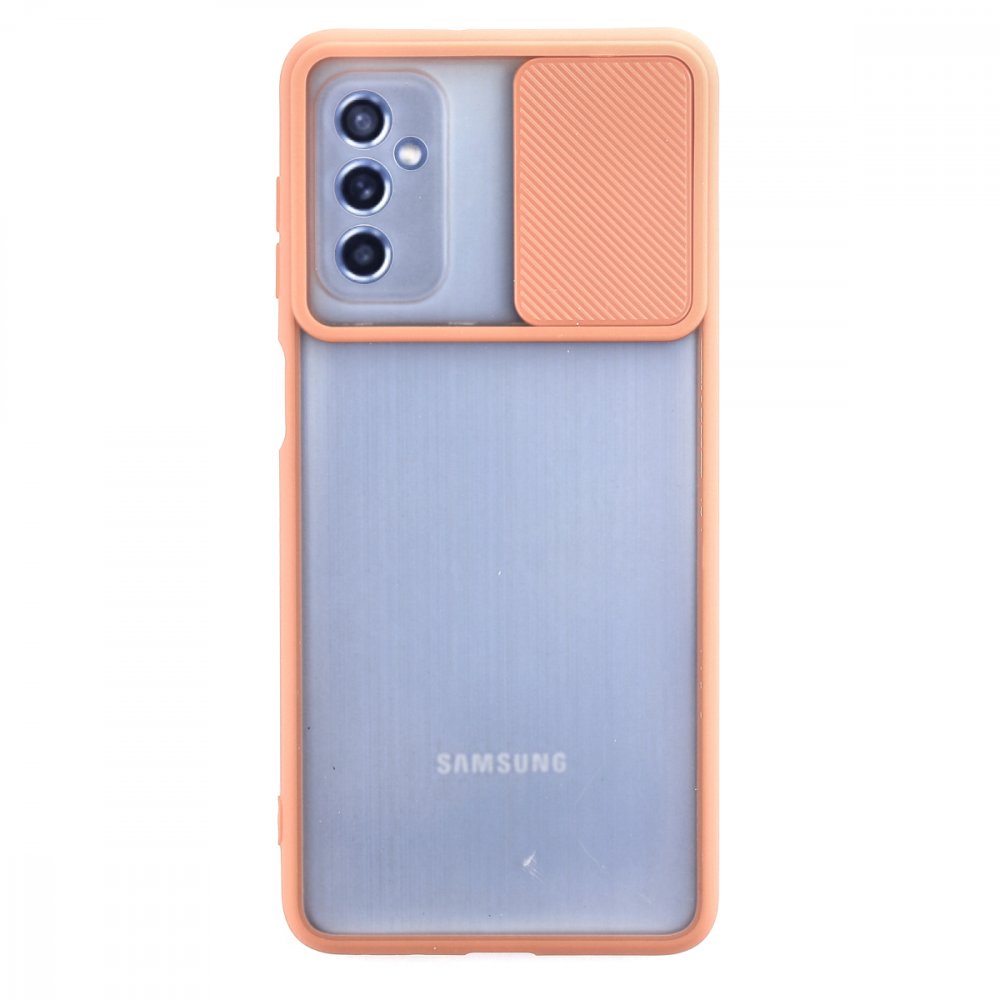  Samsung Galaxy M52 5G Kılıf Palm Buzlu Kamera Sürgülü Silikon - Pembe