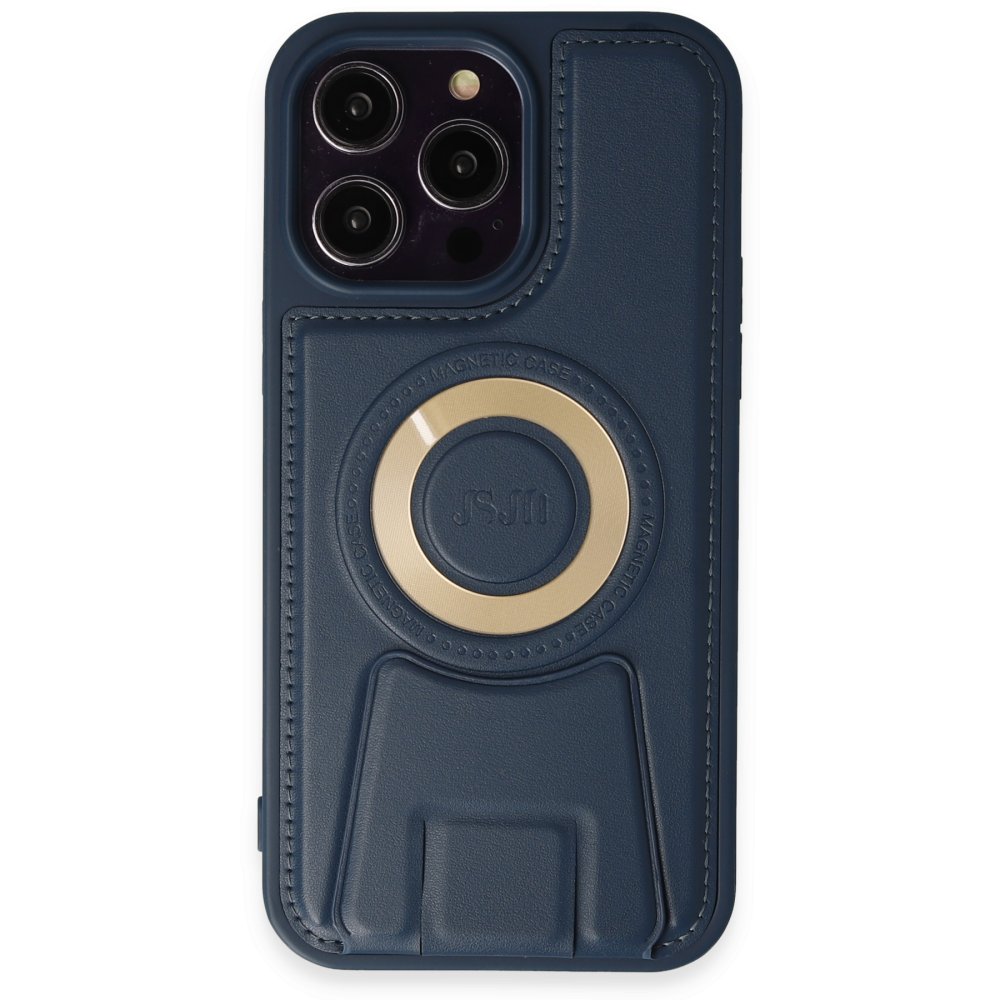  iPhone 13 Pro Max Kılıf Merkür Magneticsafe Standlı Kapak - Lacivert