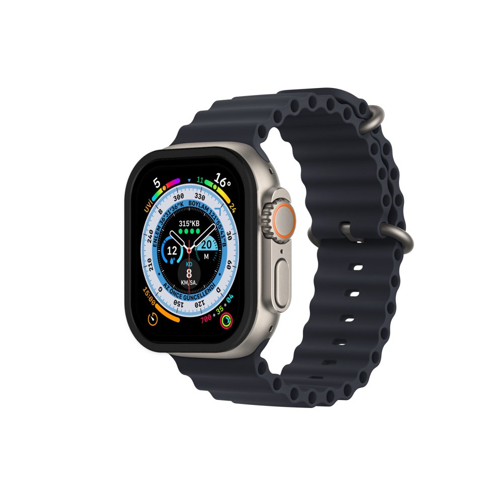  Apple Watch Ultra 49mm Alüminyum Kasa Cam Ekran Koruyucu - Siyah