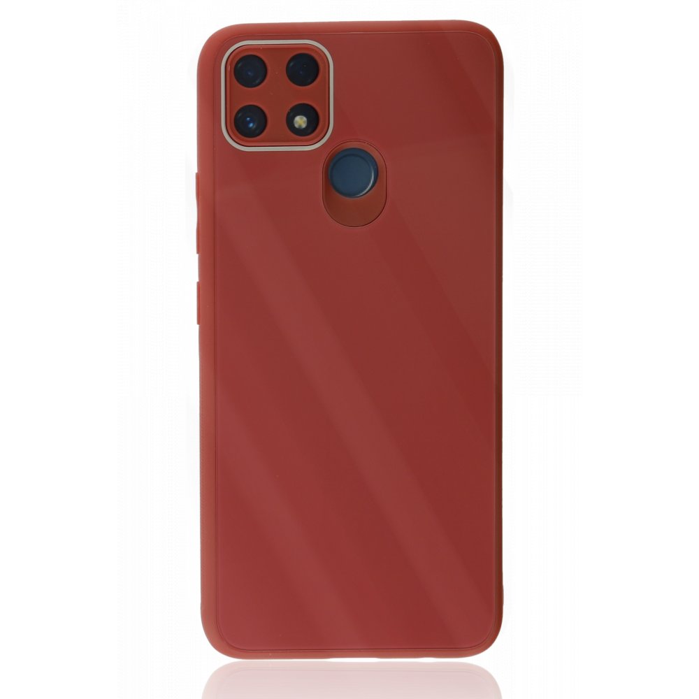  Realme C25s Kılıf Glass Kapak - Bordo