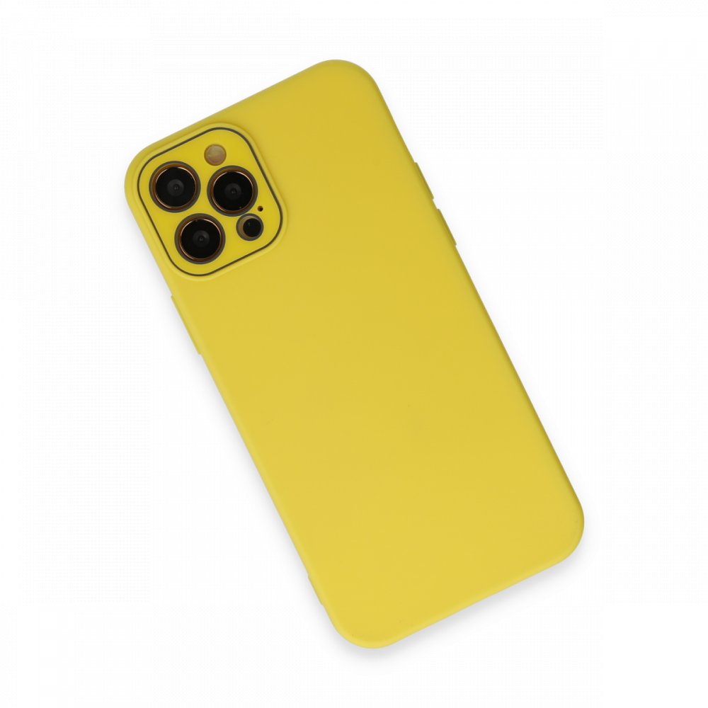  iPhone 12 Pro Max Kılıf Lansman Glass Kapak - Sarı