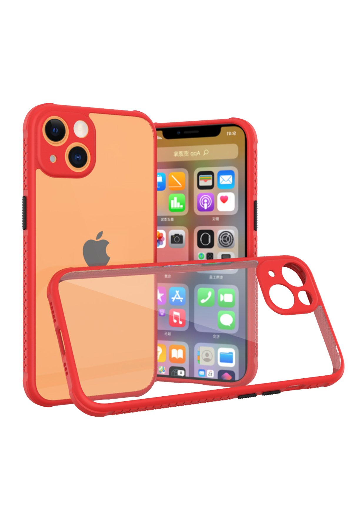 iPhone 13 Mini Kılıf Miami Şeffaf Silikon - Kırmızı iPhone 13 Mini Kılıf Miami Şeffaf Silikon - Kırmızı