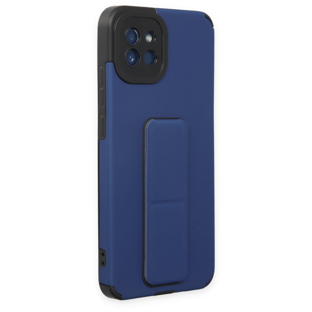  Samsung Galaxy A03 Kılıf Mega Standlı Silikon - Mavi