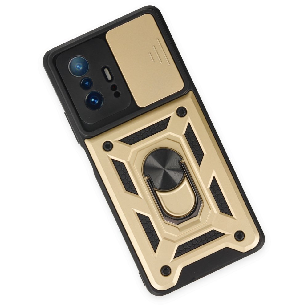  Xiaomi Mi 11T Pro Kılıf Pars Lens Yüzüklü Silikon - Gold