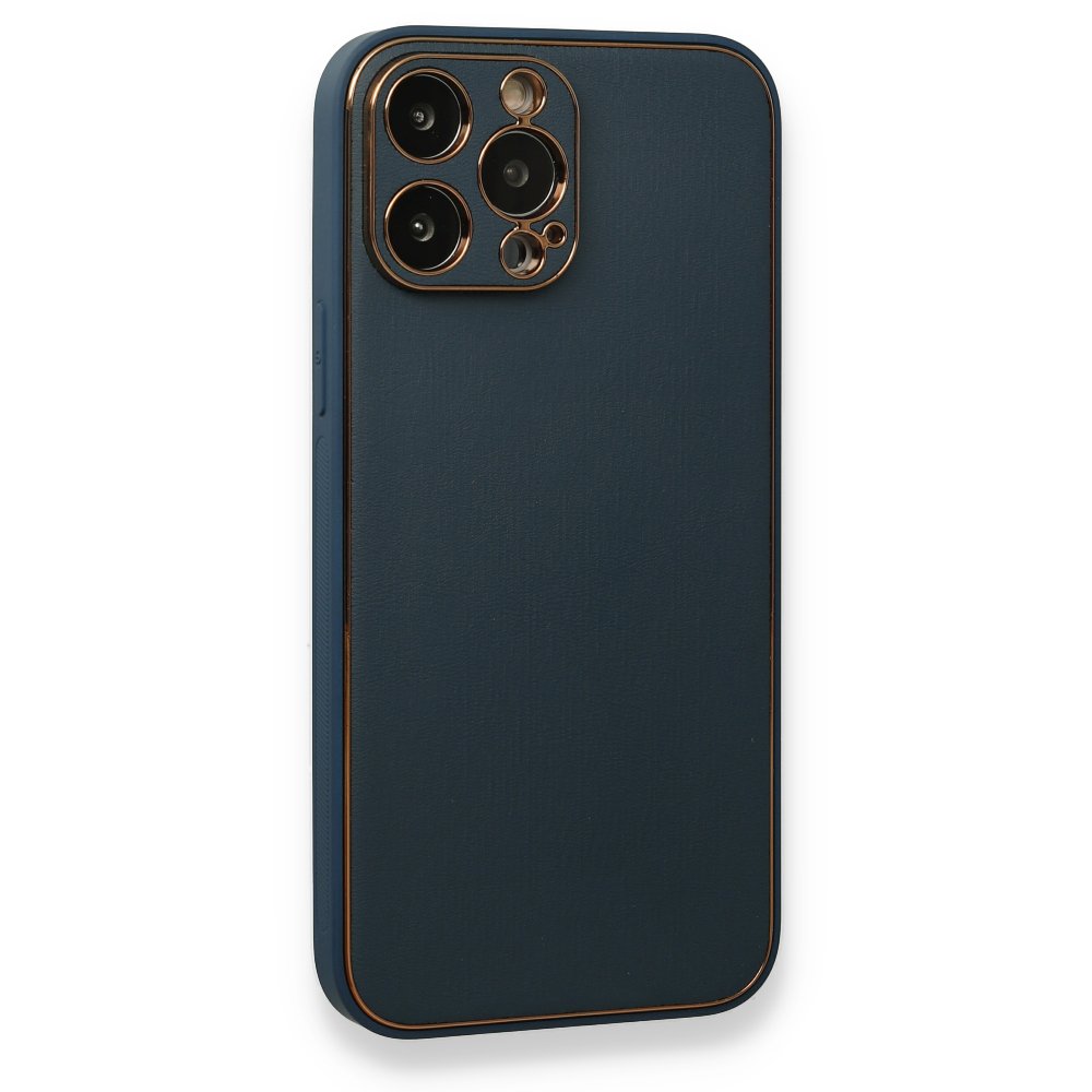 iPhone 13 Pro Max Kılıf Coco Deri Silikon Kapak - Mavi iPhone 13 Pro Max Kılıf Coco Deri Silikon Kapak - Mavi