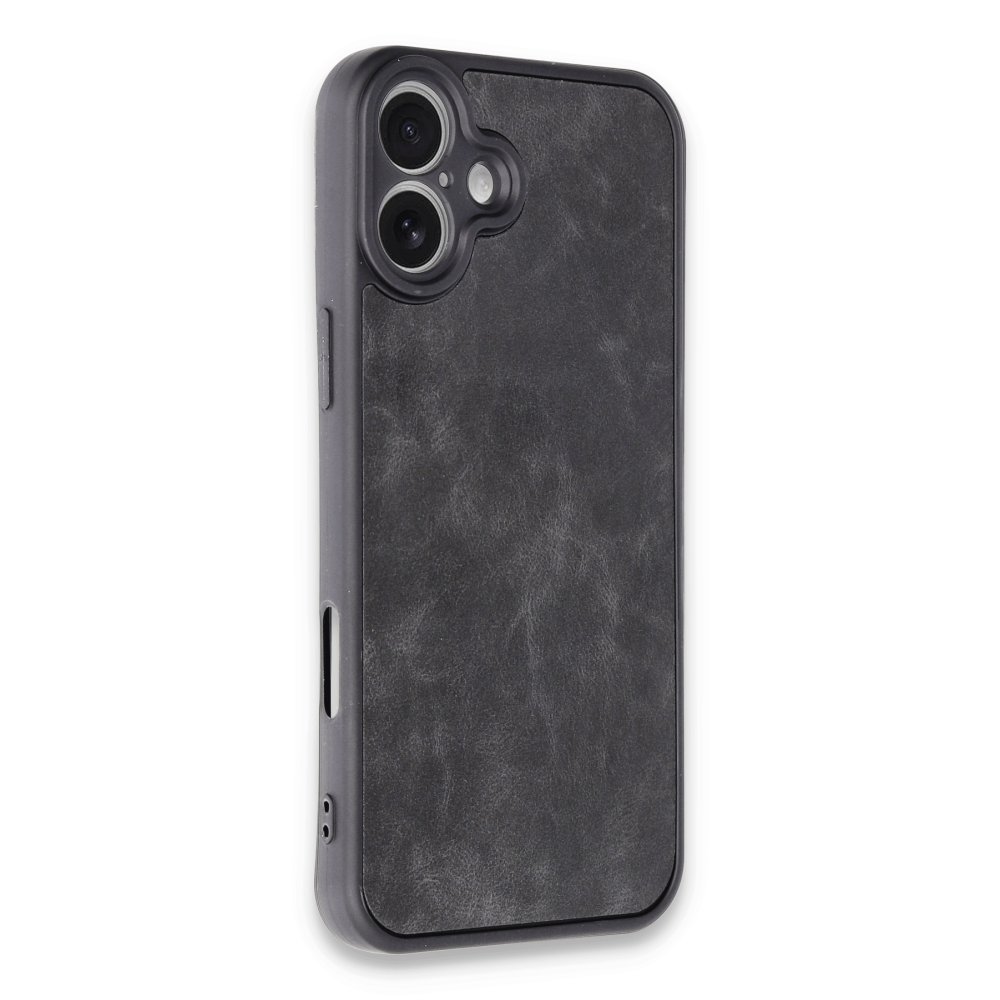 iPhone 16 Plus Kılıf Aras Deri Kapak - Siyah  iPhone 16 Plus Kılıf Aras Deri Kapak - Siyah