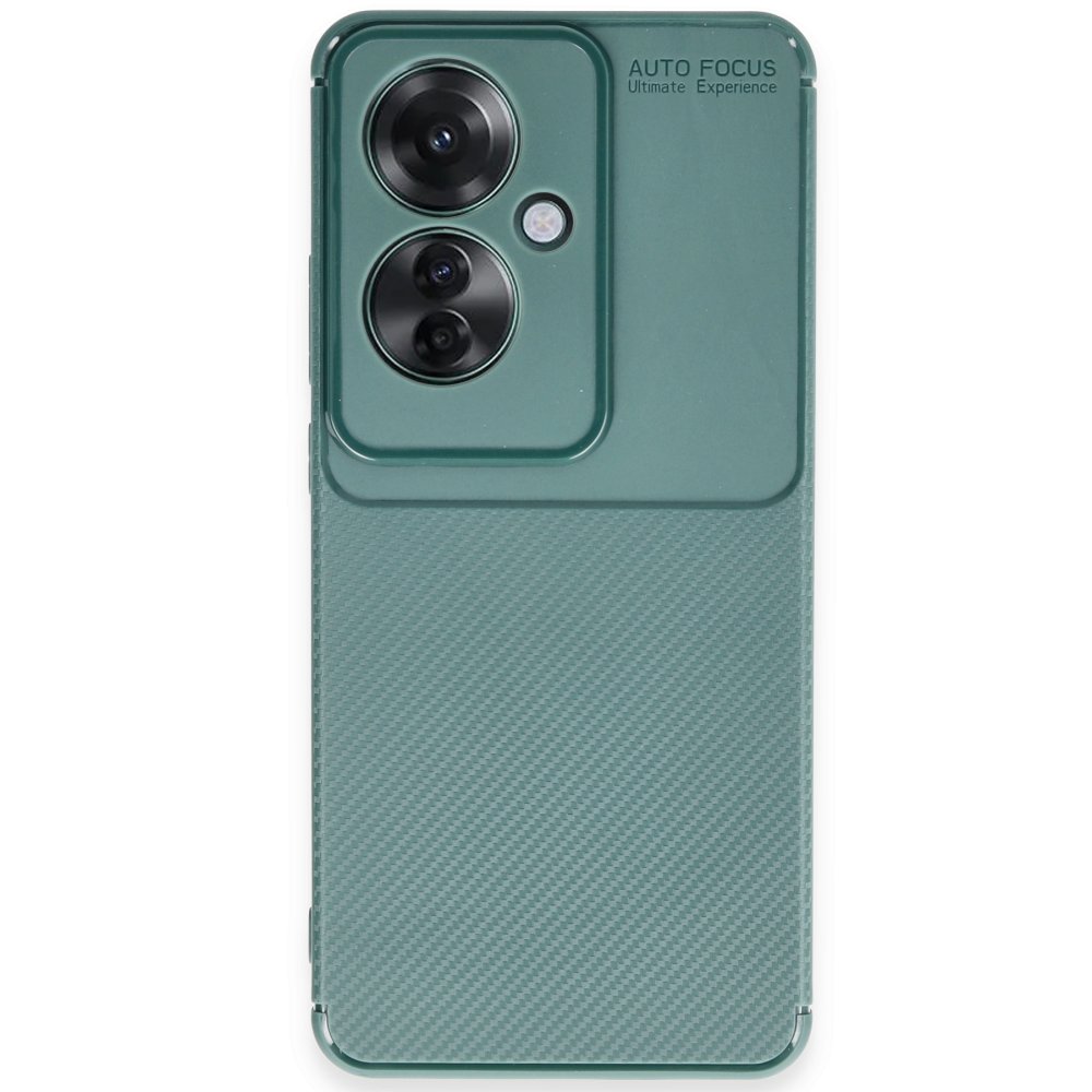 Oppo Reno 11F Kılıf Auto Focus Karbon Kapak - Koyu Yeşil Oppo Reno 11F Kılıf Auto Focus Karbon Kapak - Koyu Yeşil