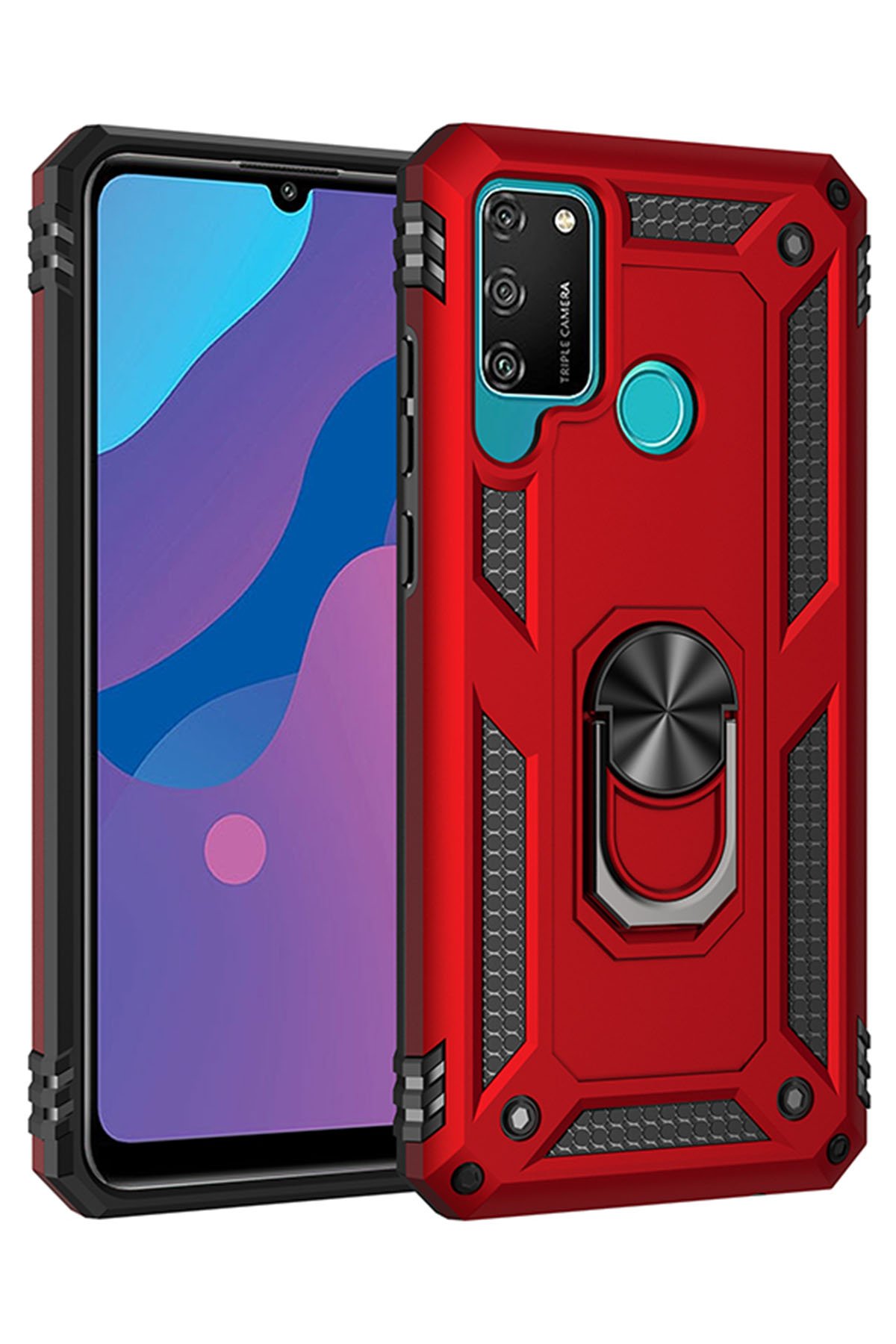 Huawei Y6P Kılıf Sofya Yüzüklü Silikon Kapak - Kırmızı Huawei Y6P Kılıf Sofya Yüzüklü Silikon Kapak - Kırmızı