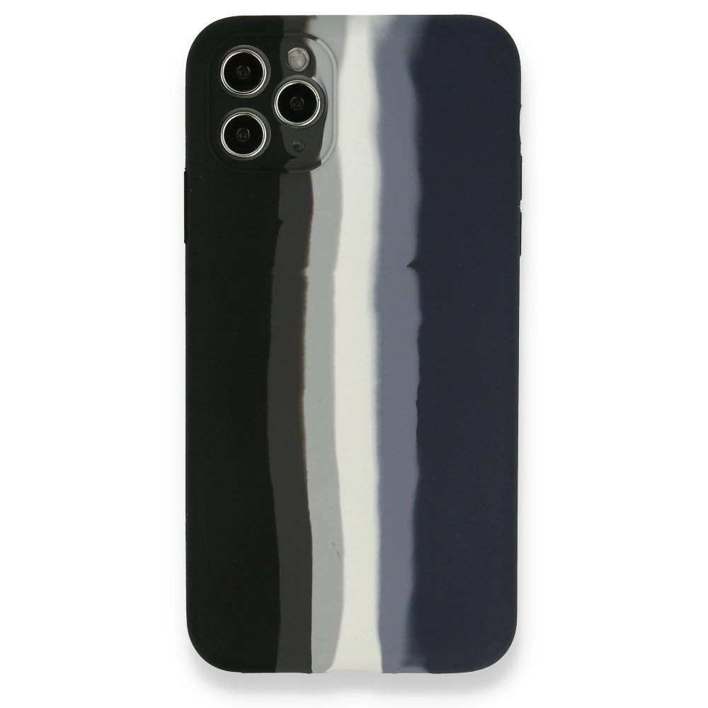  iPhone 11 Pro Kılıf Ebruli Lansman Silikon - Siyah-Lacivert