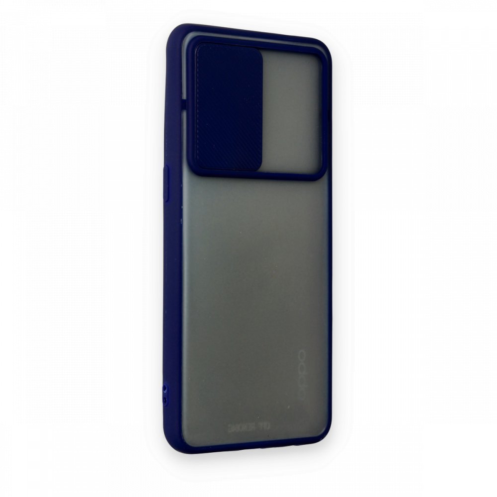  Oppo Reno 6 Kılıf Palm Buzlu Kamera Sürgülü Silikon - Lacivert