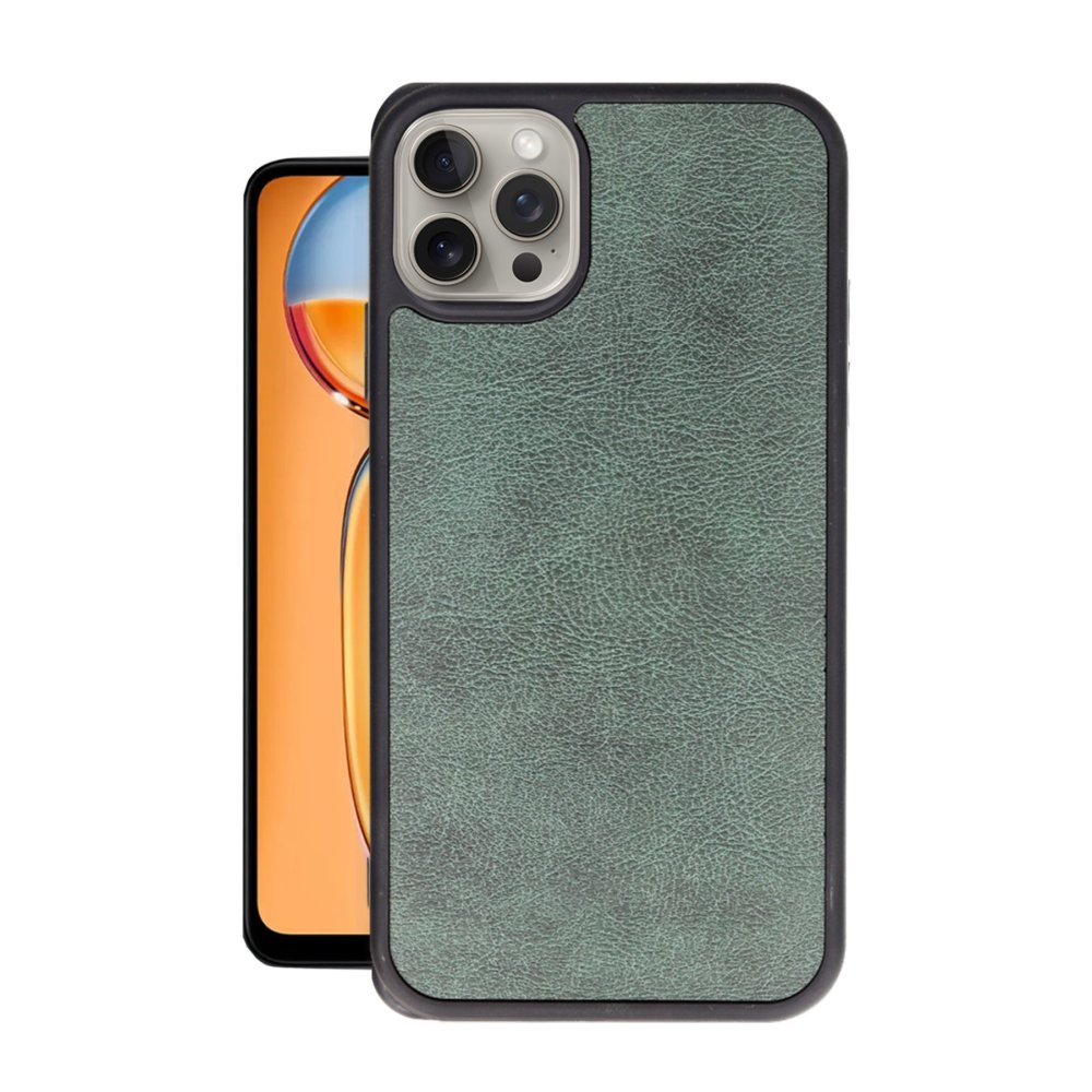  iPhone 15 Pro Kılıf Aras Deri Kapak - Koyu Yeşil