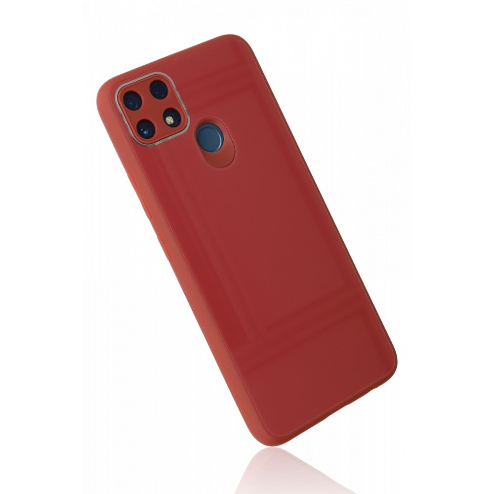  Realme C25s Kılıf Glass Kapak - Bordo