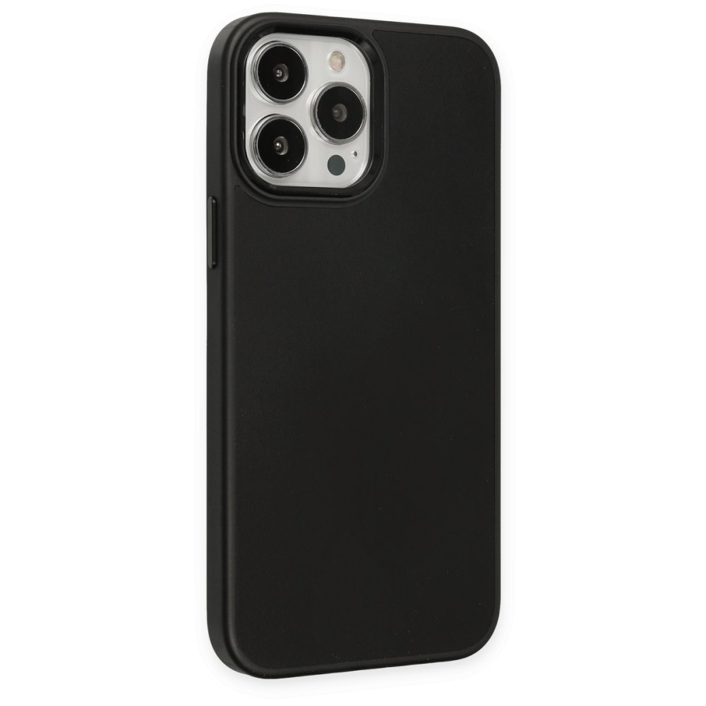  iPhone 13 Pro Max Kılıf Asya Deri Silikon - Siyah