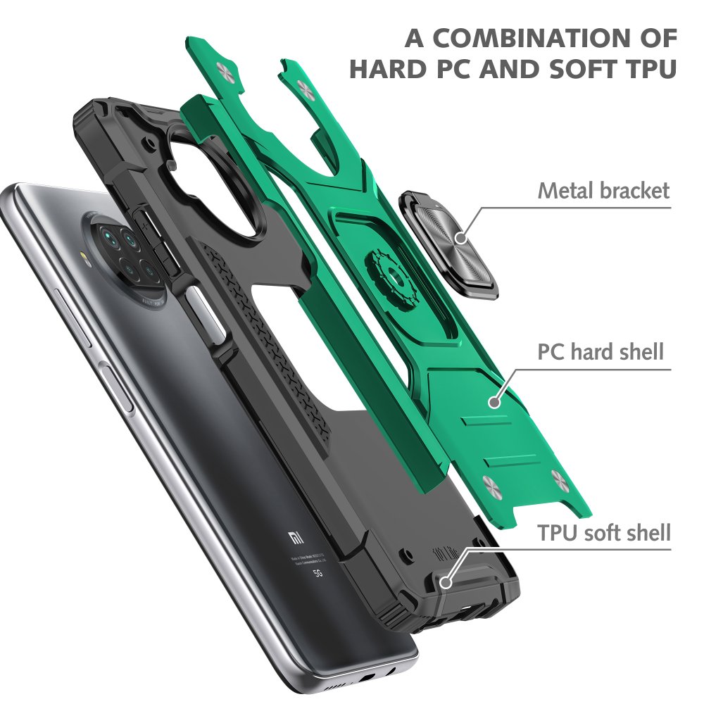  Xiaomi Mi 10T Lite Kılıf Zegna Yüzüklü Silikon Kapak - Koyu Yeşil