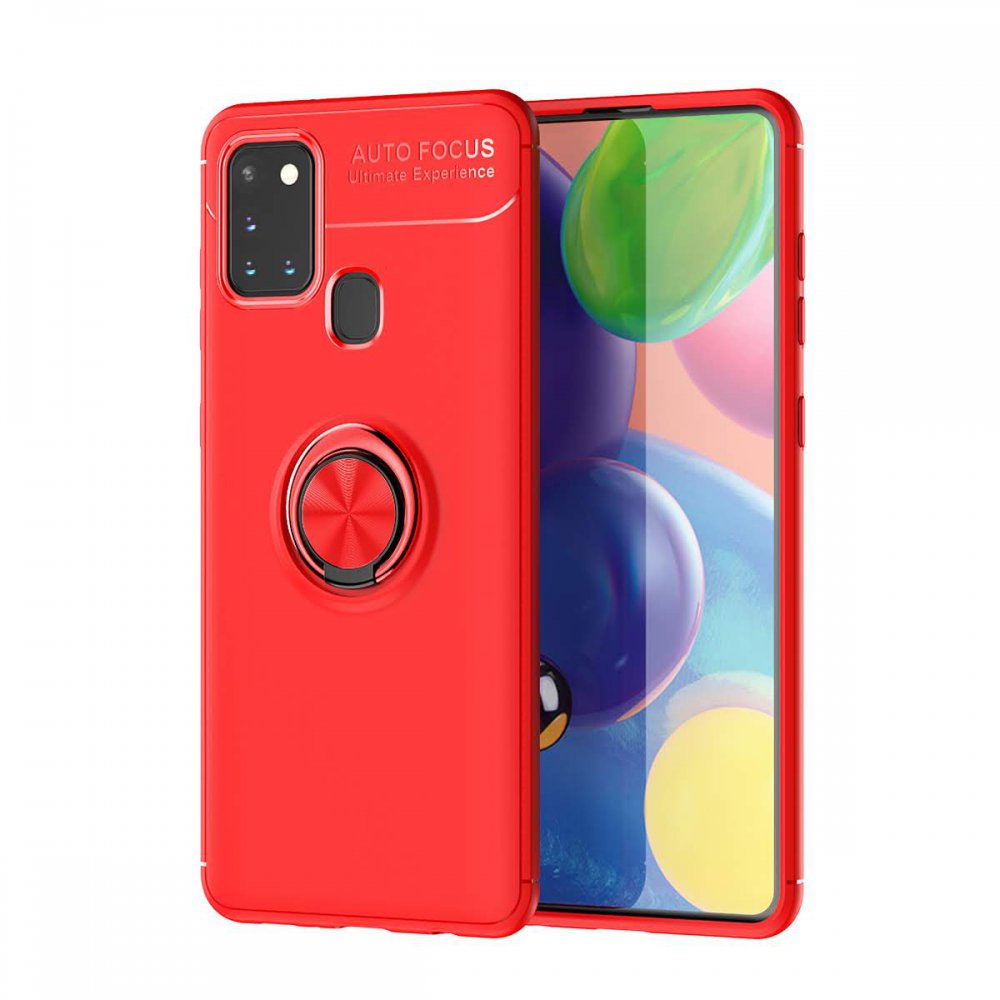  Samsung Galaxy A21S Kılıf Range Yüzüklü Silikon - Kırmızı