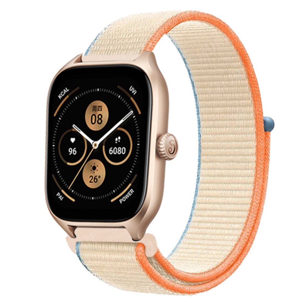  Watch 22mm Hasırlı Cırtcırtlı Kordon - Mavi-Beyaz