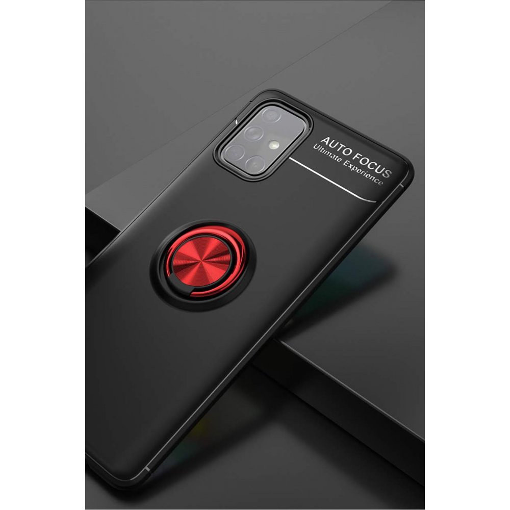 Samsung Galaxy A71 Kılıf Range Yüzüklü Silikon - Siyah-Kırmızı Samsung Galaxy A71 Kılıf Range Yüzüklü Silikon - Siyah-Kırmızı