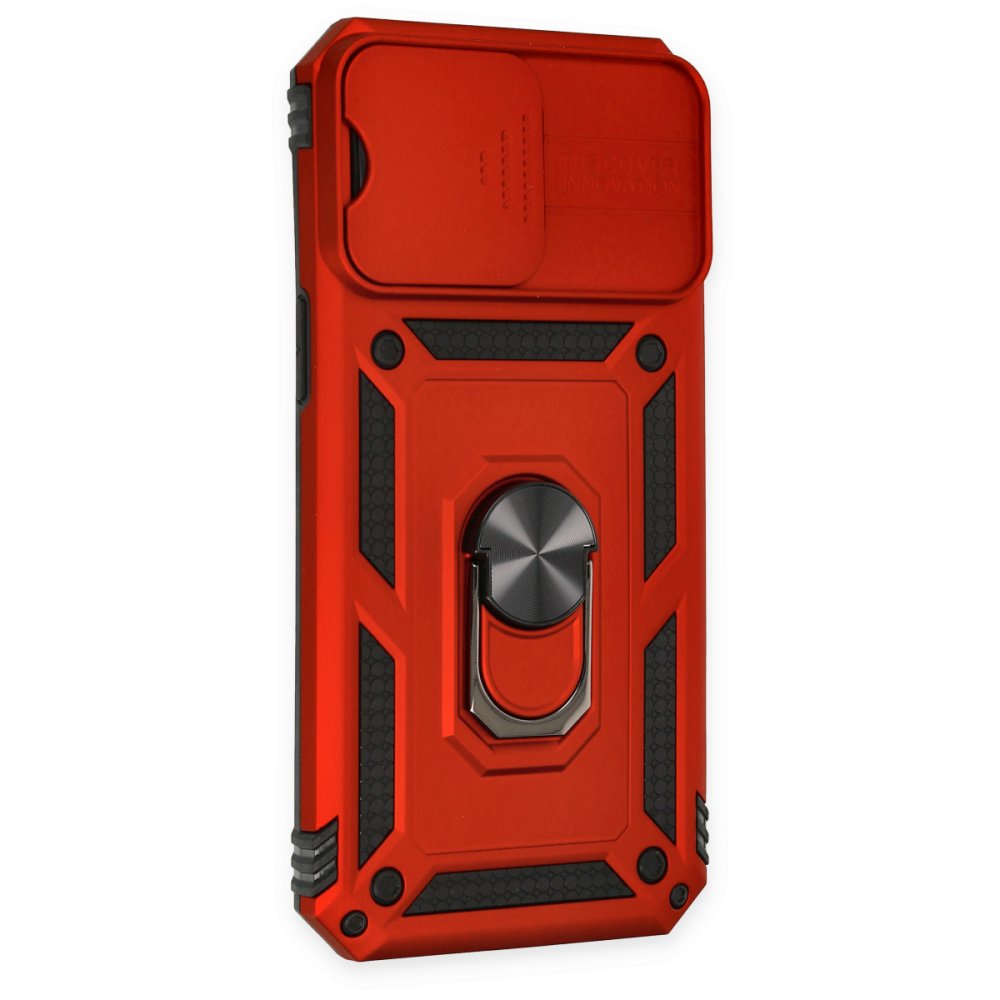  iPhone 14 Pro Max Kılıf Pars Lens Yüzüklü Silikon - Kırmızı