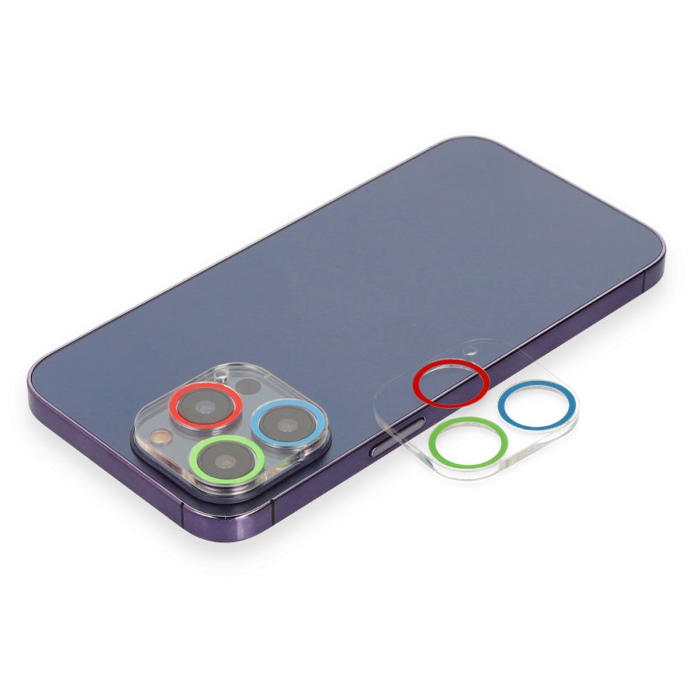  iPhone 13 Pro Renkli Kamera Lens Koruma Cam - Mavi-Yeşil