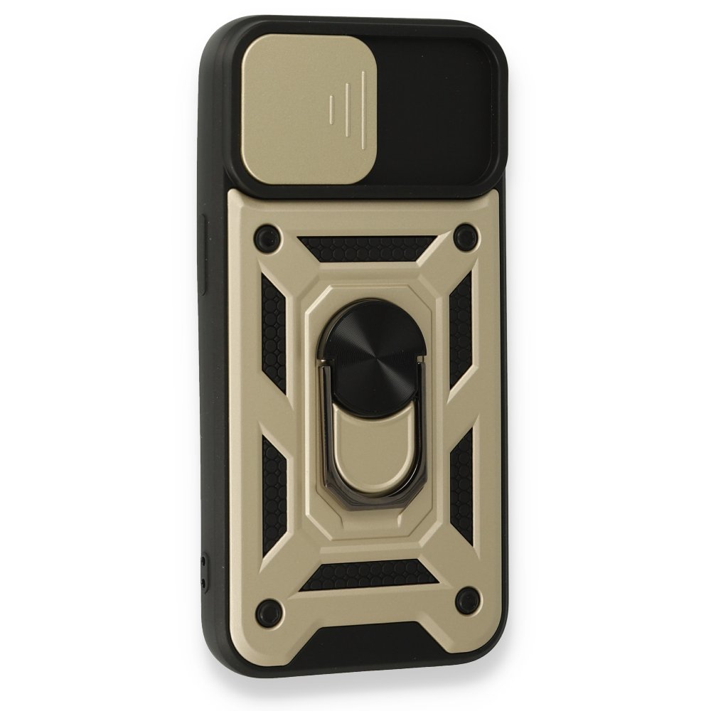  iPhone 13 Kılıf Pars Lens Yüzüklü Silikon - Gold