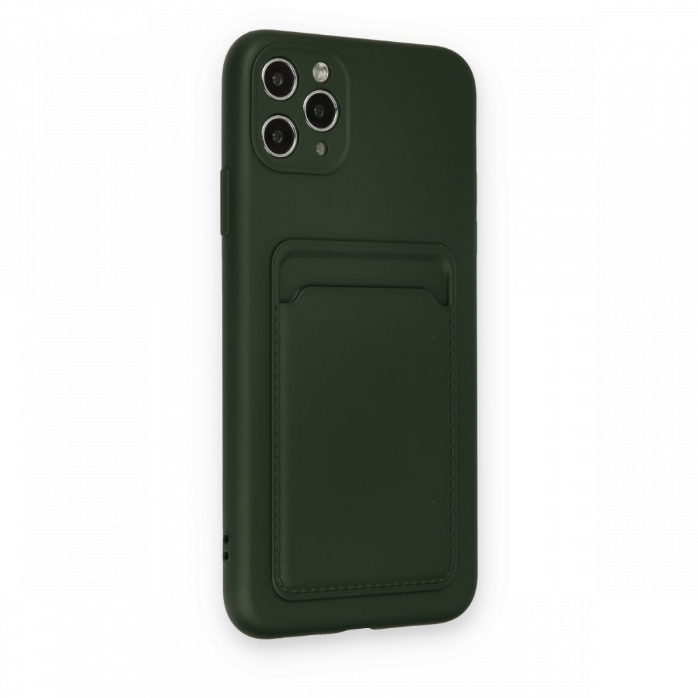  iPhone 11 Pro Max Kılıf Kelvin Kartvizitli Silikon - Koyu Yeşil