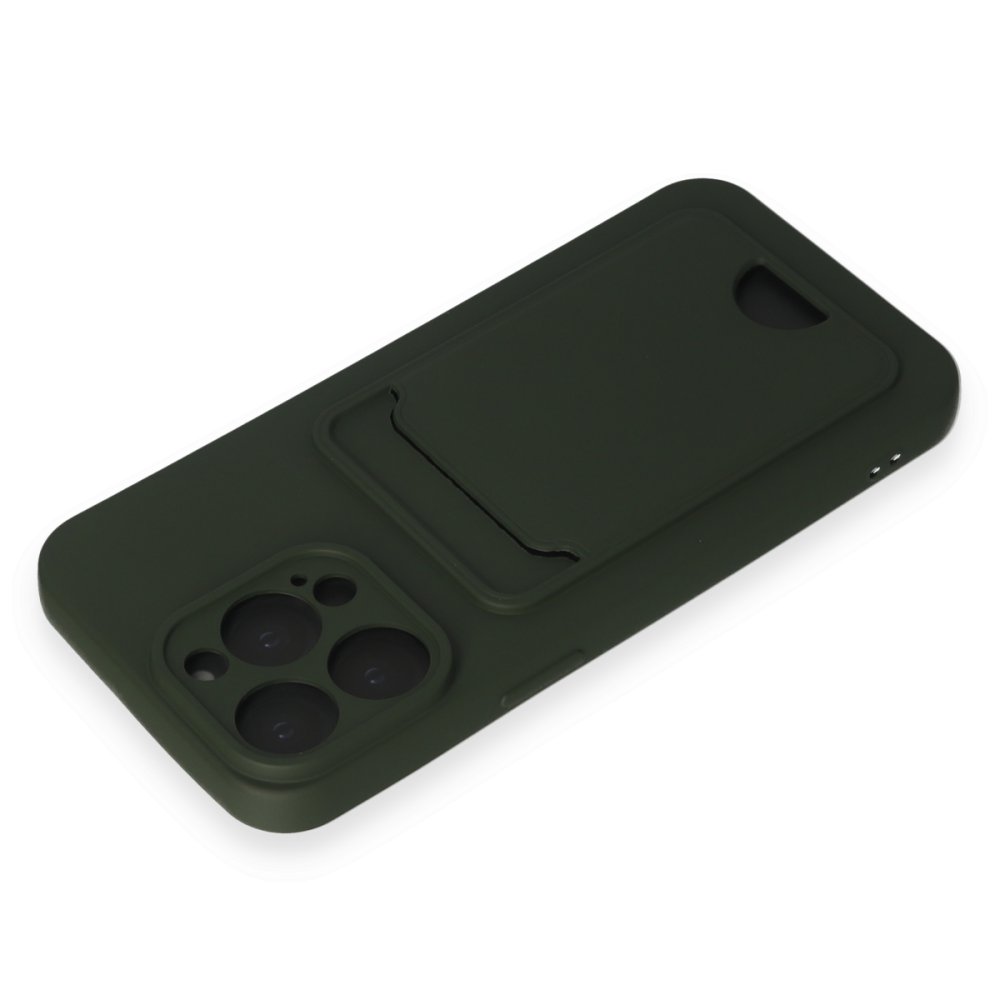  iPhone 14 Pro Max Kılıf Kelvin Kartvizitli Silikon - Koyu Yeşil