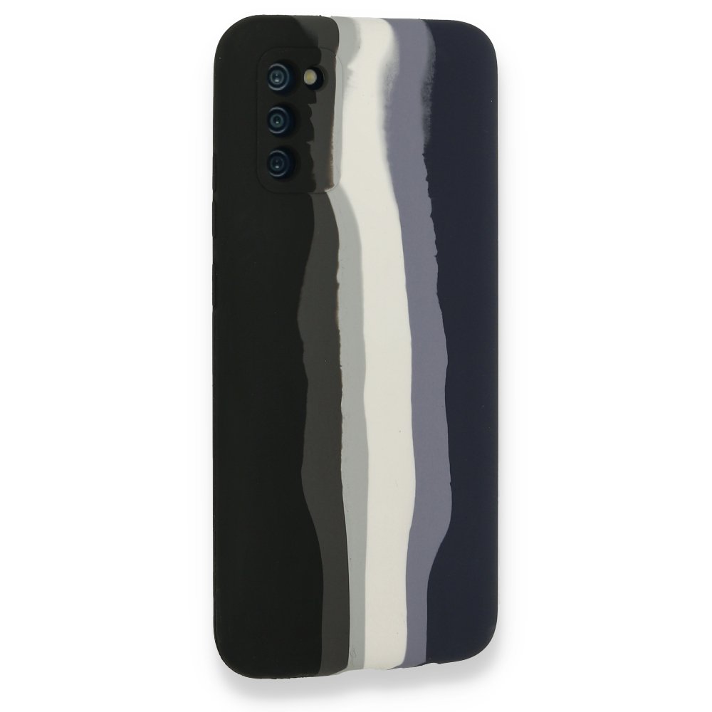  Samsung Galaxy A03S Kılıf Ebruli Lansman Silikon - Siyah-Lacivert
